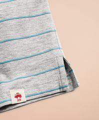 Striped Cotton Jersey Short-Sleeve Henley