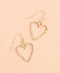 Crystal-Covered Heart Drop Earrings