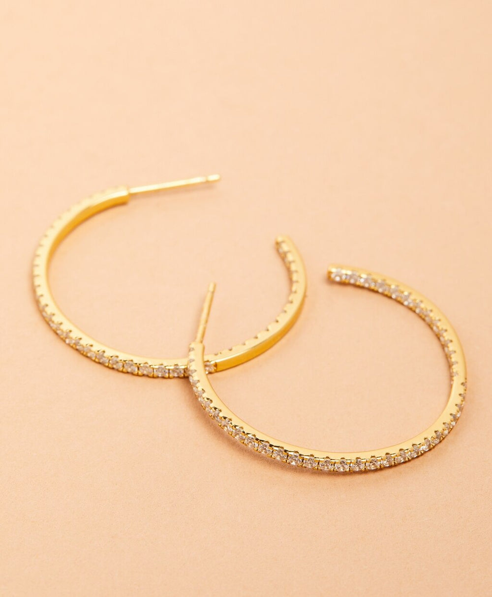 Demi-Fine Crystal Hoop Earrings