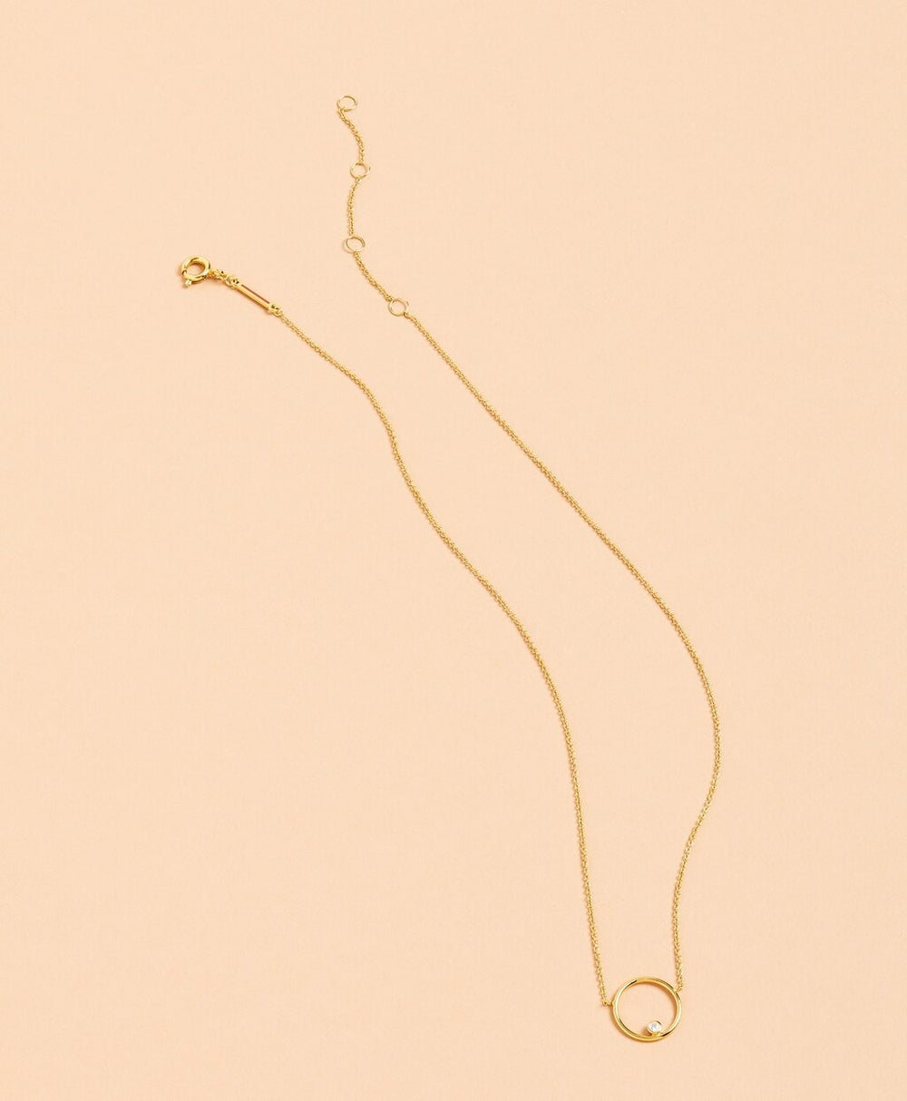 Demi-Fine Crystal Circle Pendant Necklace