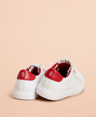 Ruffle-Trim Color-Block Leather Low-Top Sneakers