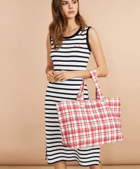 Plaid Canvas Tote Bag