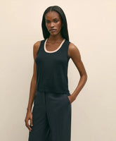 Silk-Blend Tipped Sleeveless Sweater Shell