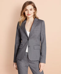 Pinstripe Stretch Wool Two-Button Jacket