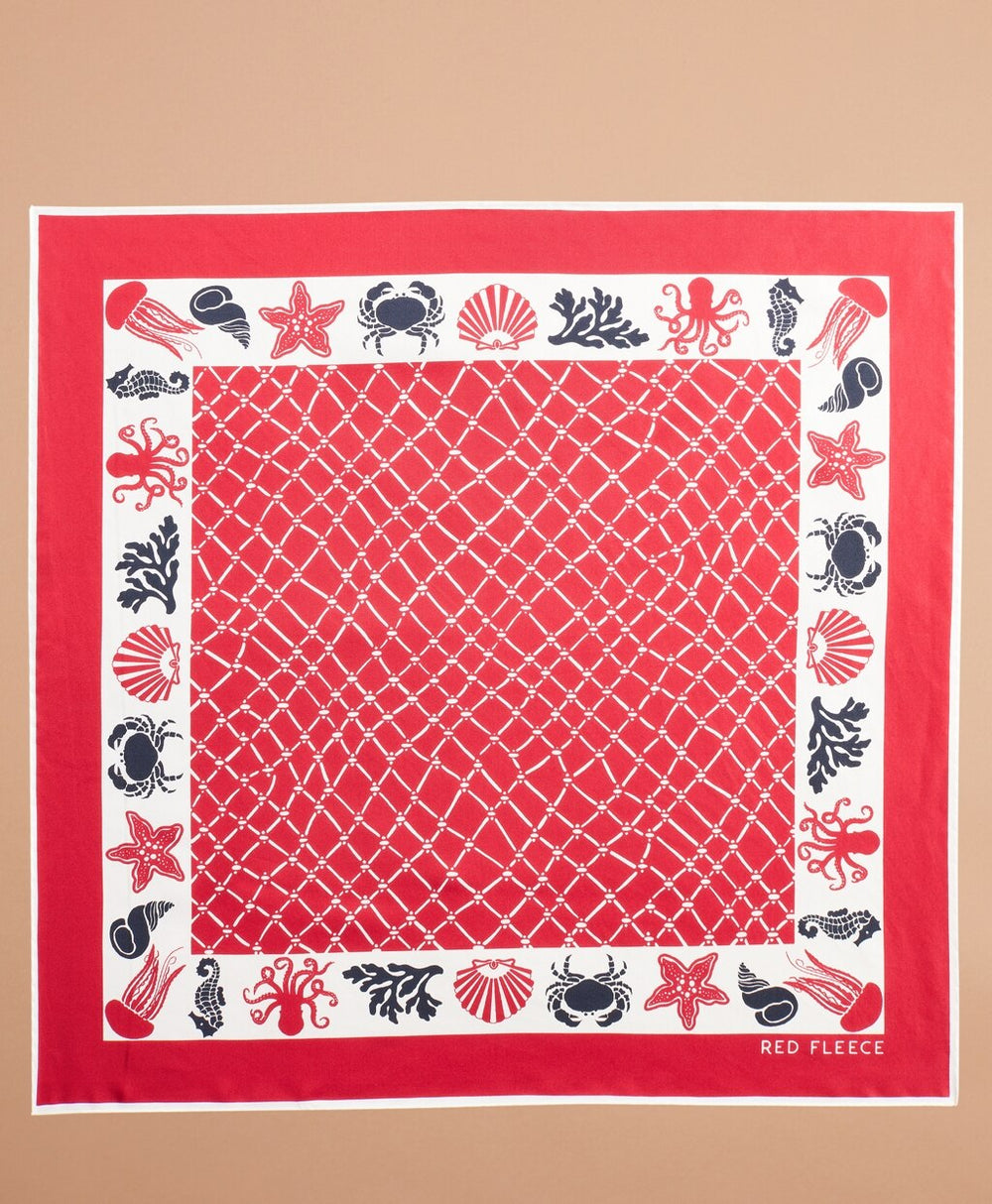 Nautical-Print Silk Square Scarf