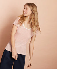 Striped Linen-Blend Scoop-Neck T-Shirt