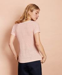 Striped Linen-Blend Scoop-Neck T-Shirt