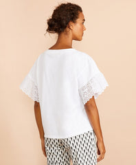 Eyelet-Trim Oversize T-Shirt
