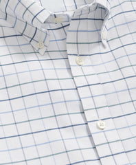 Fine Windowpane Shirt Stretch Cotton Non-Iron Oxford Polo Button Down Collar