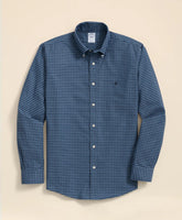 Gingham Shirt Stretch Cotton Non-Iron Oxford Polo Button Down Collar
