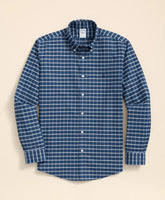 Stretch Cotton Non-Iron Oxford Polo Button Down Collar Mini Tartan Shirt