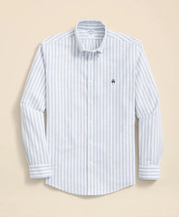 Track Stripe Shirt Stretch Cotton Non-Iron Oxford Polo Button Down Collar