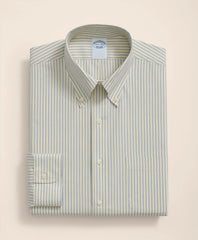 Stretch Supima® Cotton Non-Iron Broadcloth Polo Button-Down Collar Striped Dress Shirt