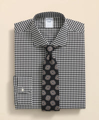 Gingham Dress Shirt Stretch Supima® Cotton Non-Iron Herringbone English Spread Collar