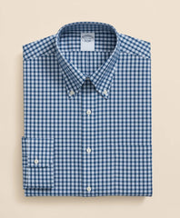 Stretch Supima® Cotton Non-Iron Pinpoint Oxford Polo Button Down Collar Check Dress Shirt