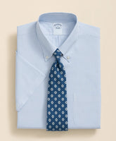 Stretch Supima® Cotton Non-Iron Polo Button Down Collar Mini Stripe Short-Sleeve Dress Shirt