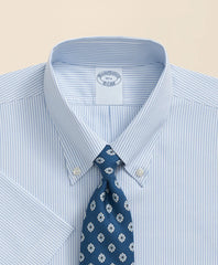 Stretch Supima® Cotton Non-Iron Polo Button Down Collar Mini Stripe Short-Sleeve Dress Shirt