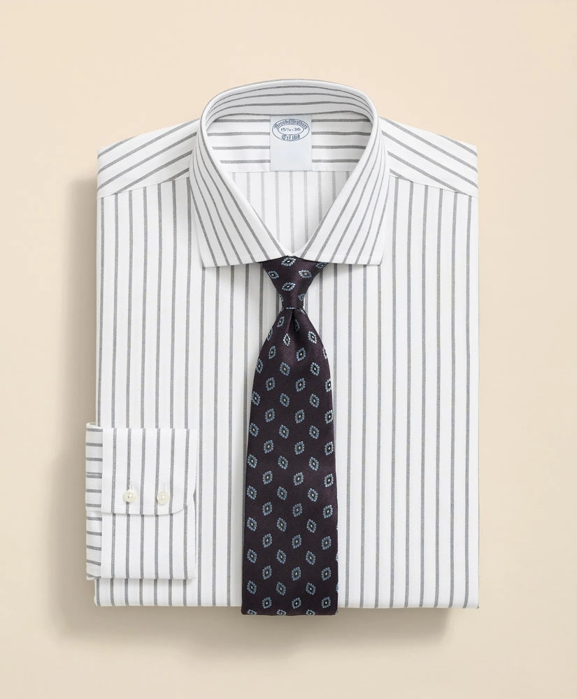 Stretch Supima® Cotton Non-Iron Twill English Spread Collar Bold Stripe Dress Shirt