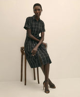 Supima® Cotton Belted Windowpane Shirt Dress