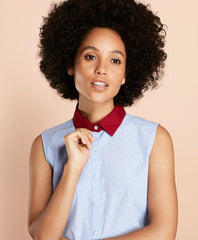 Anchor-Pattern Cotton Dobby Blouse