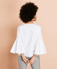Poplin Bell-Sleeve Blouse