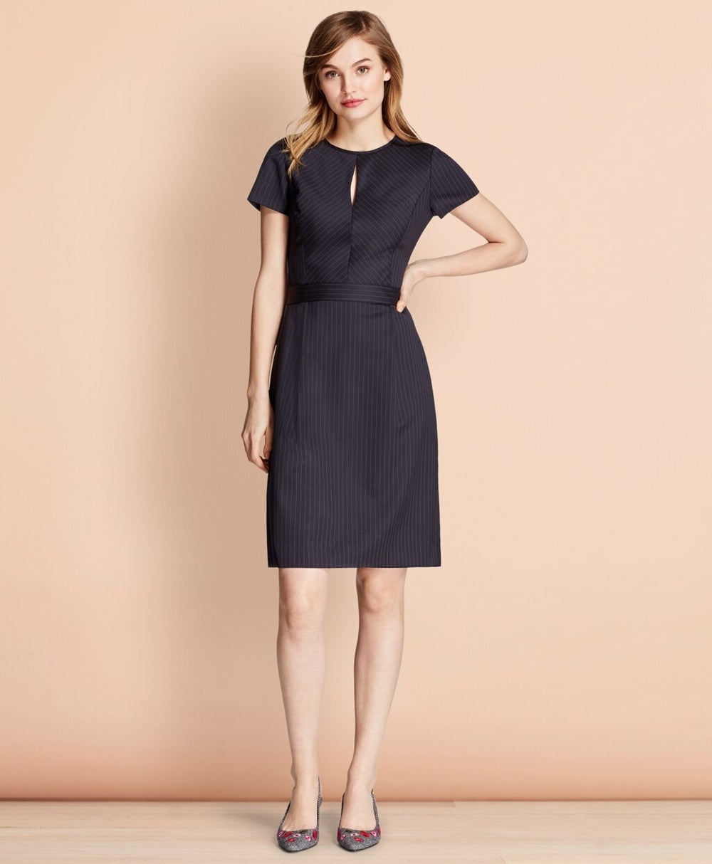 Pinstripe Stretch Wool Dress
