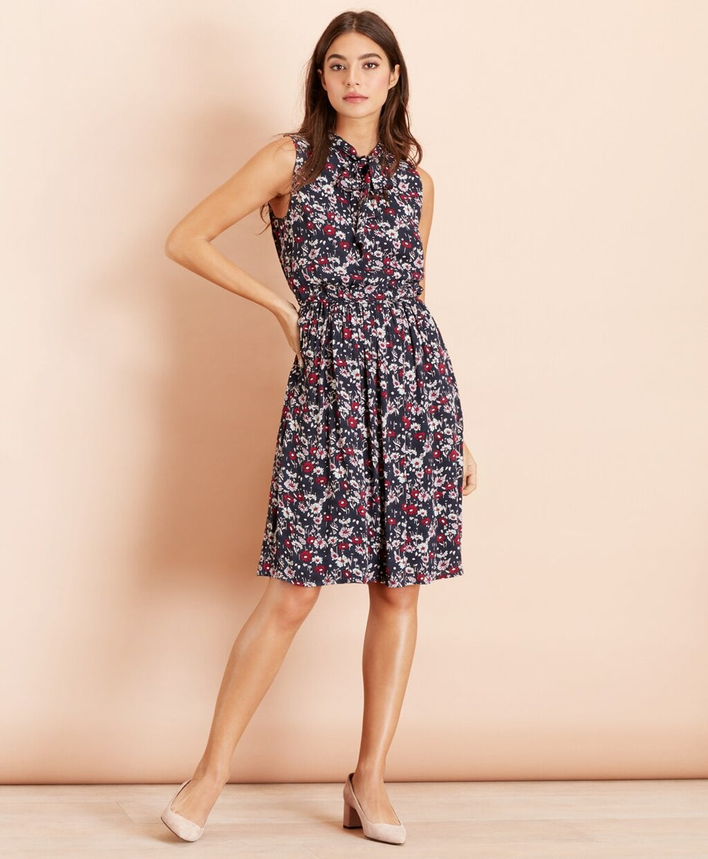 Floral-Print Crepe Dress