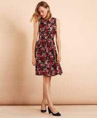 Floral-Print Chiffon Dress