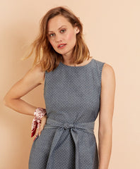 Polka-Dot Chambray Dress