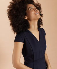 Ponte Knit Cap-Sleeve Sheath Dress
