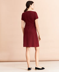 Wool-Blend Twill Scalloped-Hem Dress