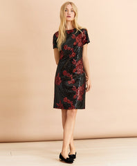 Floral Sequined Shift Dress