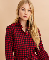 Logo-Print Plaid Flannel Shirt Dress