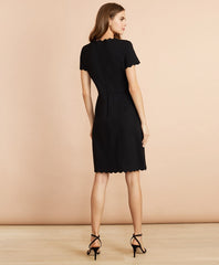 Ponte-Knit Scalloped Dress