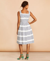Floral-Embroidered Cotton Eyelet Dress