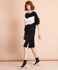 Chevron-Patterned Cotton Sweater