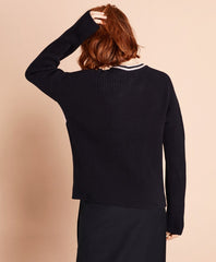 Chevron-Patterned Cotton Sweater
