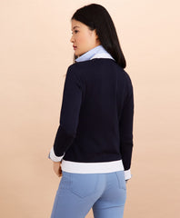 Contrast-Trim Cotton-Blend Cardigan