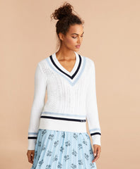 Logo-Embroidered Cotton Tennis Sweater