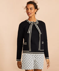 Tie-Neck Cotton Cardigan