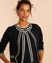Tie-Neck Cotton Cardigan