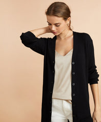 Rib-Knit Cotton Boyfriend Cardigan