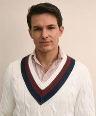 Vintage-Inspired Tennis V-Neck Sweater in Supima® Cotton
