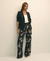 Easy Fit Elastic Back Wide-Leg Soft Bird Print Pants