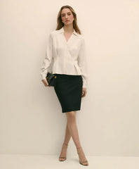Viscose Pleated Peplum Blouse