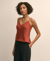 V-Neck Cami in Washable Silk Charmeuse
