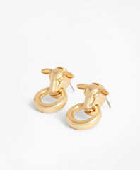 Gold-Plated Sheep's Head Stud Earrings