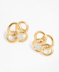 Gold-Plated Interlocking Ring Stud Earrings