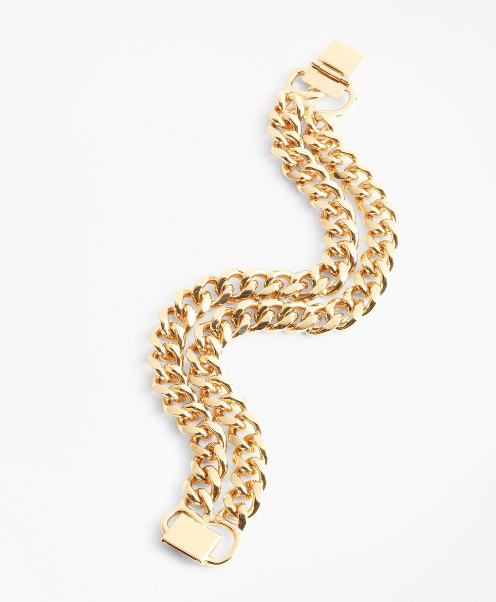 Gold-Plated Two-Strand Curb Chain Bracelet