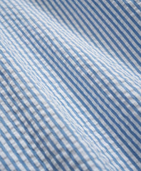 Washed Cotton Seersucker Button-Down Collar Stripe Sport Shirt